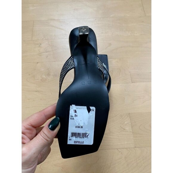 BLACK Suede Studio "Estelle" Sandals BNWOT Heels Women New Crytstals - Picture 6 of 9